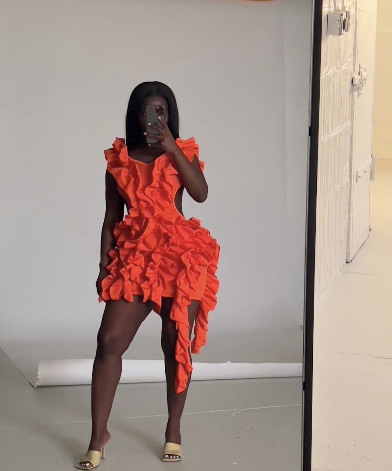 Red Ruffled Mini Dress