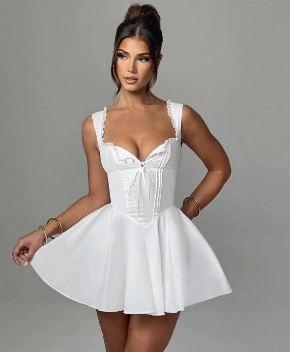 White Ruffled Mini Dress